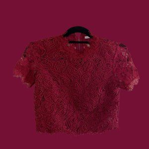 Red Lace and Braid Top
